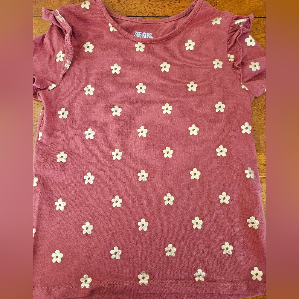 NWOT | Girls Shirt | Size 10 | Garanimals | Flower | Dusty Rose | Gold